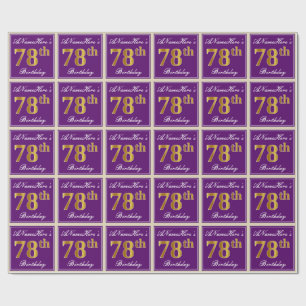 Elegant, Lila, Imitate Gold 78. Geburtstag + Name Geschenkpapier