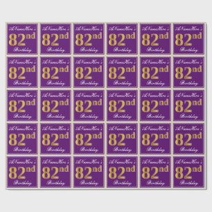 Elegant, Lila, Imitate Gold 82. Geburtstag + Name Geschenkpapier