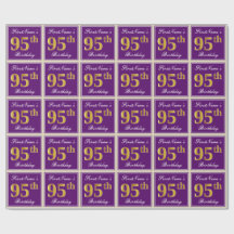 Elegant, Lila, Imitate Gold 95. Geburtstag + Name