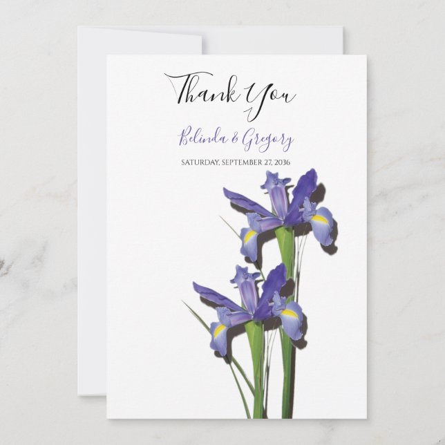 Elegant Lila Iris Wedding Dankeschön Card Dankeskarte (Rückseite)