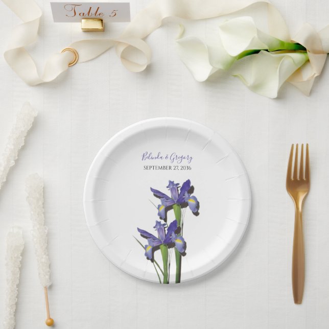 Elegant Lila Iris Wedding Pappteller (Hochzeit)