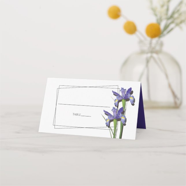 Elegant Lila Iris Wedding Platzkarte (Vorderseite)