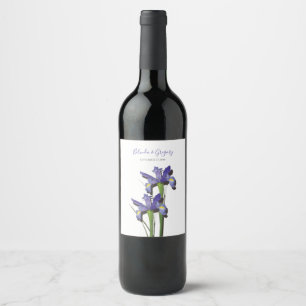 Elegant Lila Iris Wedding Weinetikett