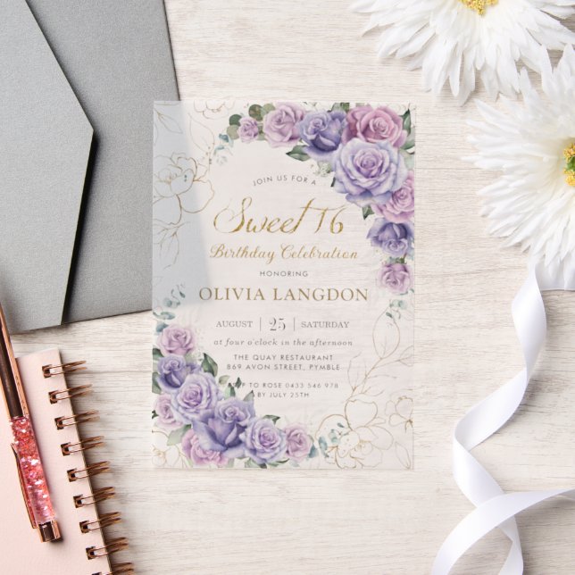 Elegant Lila Lilac Lavender Rose Sweet 16 16. (Hochzeit)