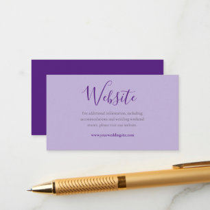 Elegant Lila & Lilac Wedding Website URL Details Begleitkarte