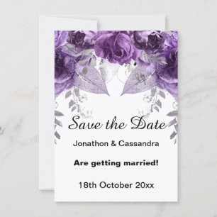 ELEGANT LILA METALLIC FLORAL SAVE THE DATE