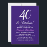 Elegant Lila Minimalistisch 40 und fabelhaft Gebur Einladung<br><div class="desc">Elegante Lila Minimalistisch 40 und fabelhafte Geburtstagseinladung Persönlich machen diese elegante lila Geburtstagsfeier mit dem Namen der Person, die einen ganz besonderen Tag in ihrem Leben feiert. Ein 40. Geburtstag ist ein besonderer Meilenstein zum Feiern. Mark den Anlass, indem Sie ein Party erstellen und Einladungen an alle besonderen Menschen in...</div>