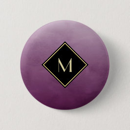 Elegant Lila mit einfachem Goldmonogramm Button