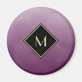 Elegant Lila mit einfachem Goldmonogramm Magnet