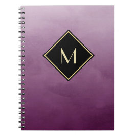 Elegant Lila mit einfachem Goldmonogramm Notizblock
