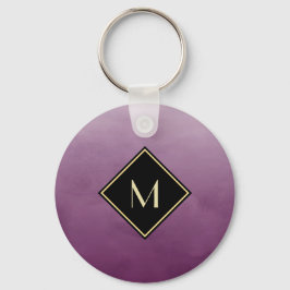 Elegant Lila mit einfachem Goldmonogramm Schlüsselanhänger