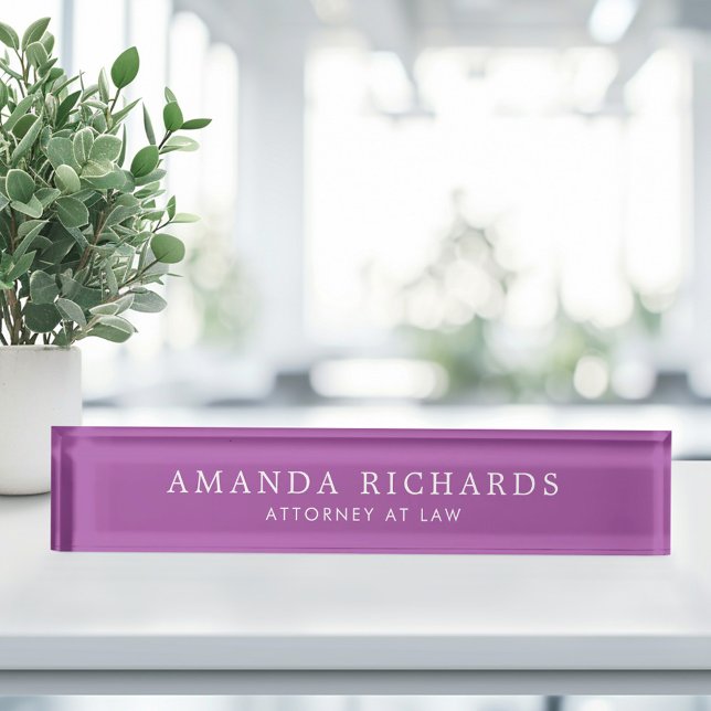 Elegant lila namensplakette (Elegant purple desk name plate)