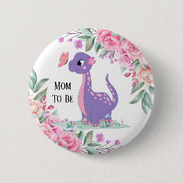 Elegant Lila Pink Dinosaur Butterfly Baby Dusche Button