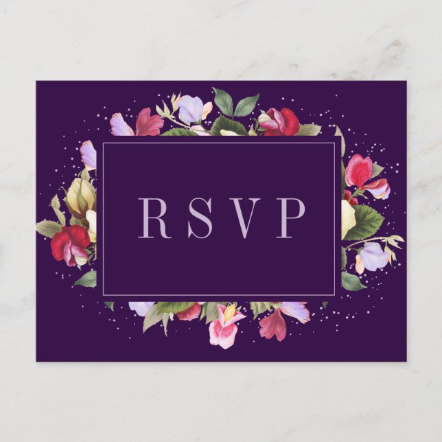 Elegant Lila Pink Lilac Wedding RSVP Postkarte (Vorderseite)