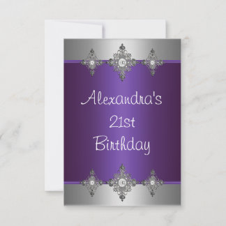 Elegant Lila Silver Jewel 21. Geburtstag Einladung