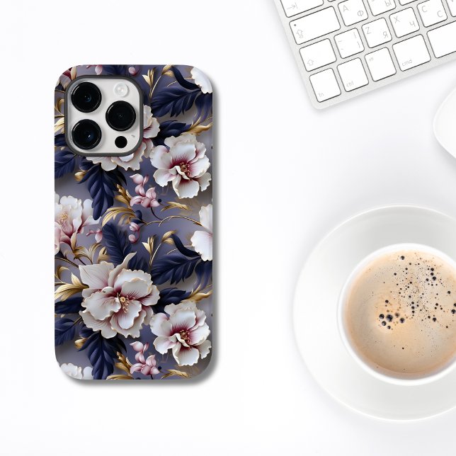 Elegant Lila und Cream Orchid Floral Case-Mate iPhone Hülle (ELEGANT GOLDEN PURPLE ORCHID FLORAL IPHONE CASE)