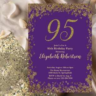 Elegant Lila und Gold 95. Geburtstag Einladung