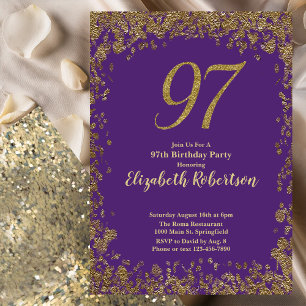 Elegant Lila und Gold 97. Geburtstag Einladung