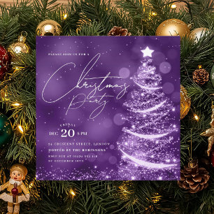 ELEGANT Lila Weihnachtsbaum-Weihnachtsfeier Einladung