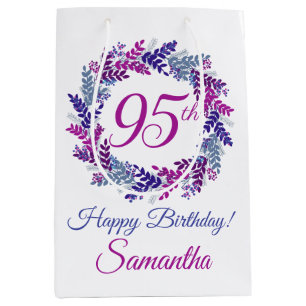 Elegant Lila Wreath 95. Geburtstag Mittlere Geschenktüte