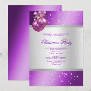 Elegant Lilac Baubles & Pearls Weihnachten Einladung