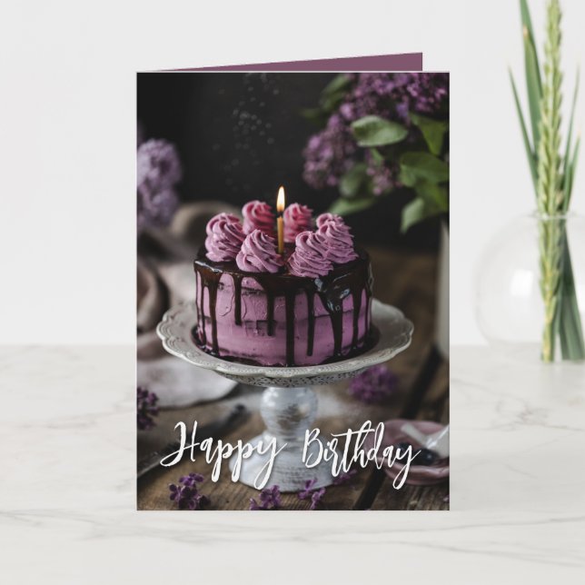 Elegant Lilac Birthday Cake Karte (Vorderseite)