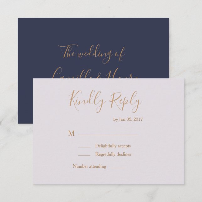 Elegant lilac blau moderne Hochzeit rsvp Einladung (Vorne/Hinten)