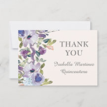 Elegant Lilac Blue Floral Horizontal Quinceañera