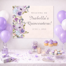 Elegant Lilac Blue Floral Quinceañera Willkommen