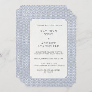 Elegant Lilac-Blue Stilisierte Waves Muster Hochze Einladung