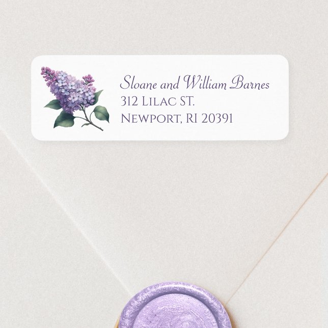 Elegant Lilac Blume Branch Hübsche Rücksendeadress (Von Creator hochgeladen)