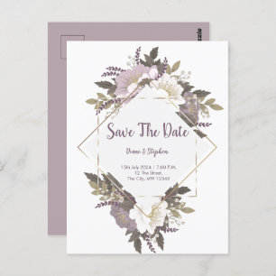 Elegant Lilac Blume Save the Date Postkarte
