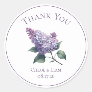 Elegant Lilac Blume Wedding Vielen Dank Runder Aufkleber