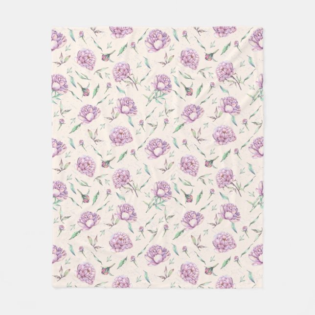 Elegant Lilac Floral Blanket, Soft Purple Roses Fleecedecke (Vorderseite)