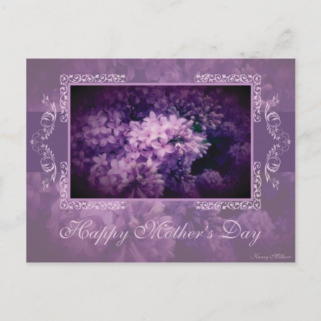 Elegant Lilac Floral "Muttertag" Postkarte (Vorderseite)