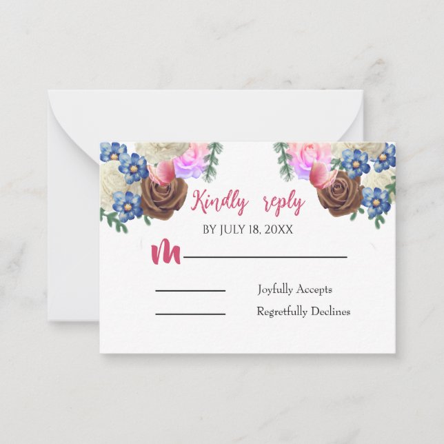 Elegant Lilac Floral Wedding Repcard Mitteilungskarte (Vorderseite)
