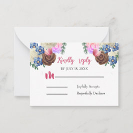 Elegant Lilac Floral Wedding Repcard Mitteilungskarte