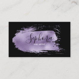 Elegant Lilac Foil Metallic Paint Stroke Visitenkarte