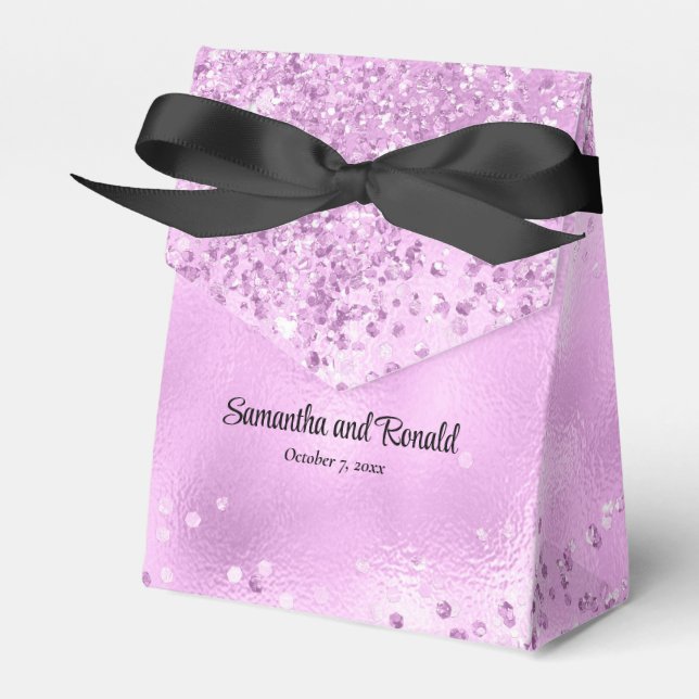 Elegant Lilac Glitzer & Foil Wedding Geschenkschachtel (Vorderseite)