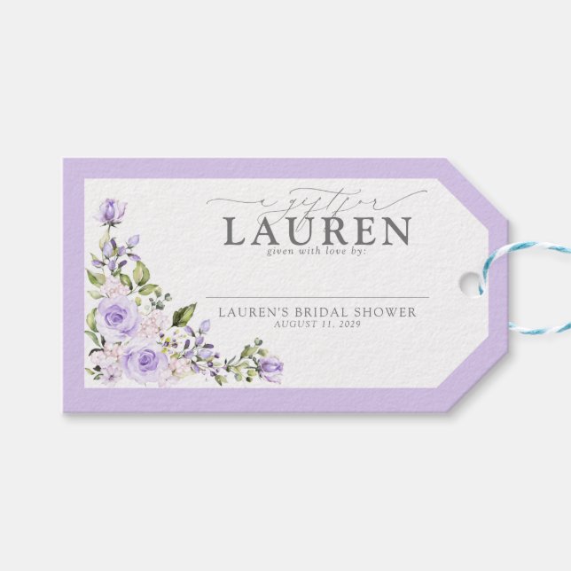 Elegant Lilac Lavender Brautparty No Wrap Geschenkanhänger (Vorderseite (Horizontal))