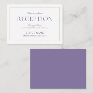 Elegant Lilac Lavender Classic Script Empfang Begleitkarte