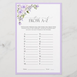 Elegant Lilac Lavender Floral Brautparty Game