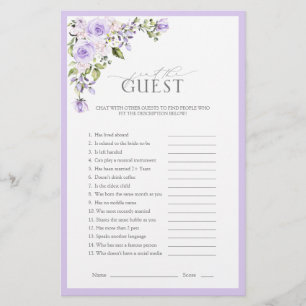 Elegant Lilac Lavender Floral Brautparty Game
