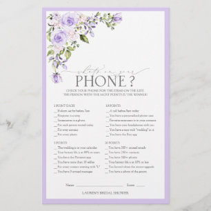 Elegant Lilac Lavender Floral Brautparty Game