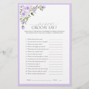 Elegant Lilac Lavender Floral Brautparty Game