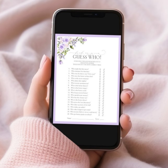 Elegant Lilac Lavender Floral Brautparty Game Einladung (Von Creator hochgeladen)