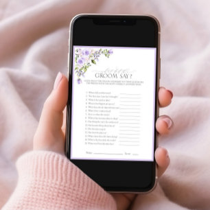 Elegant Lilac Lavender Floral Brautparty Game Einladung