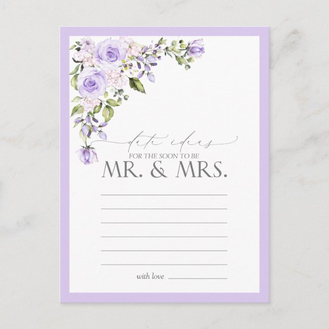 Elegant Lilac Lavender Floral Date Ideas Postkarte (Vorderseite)