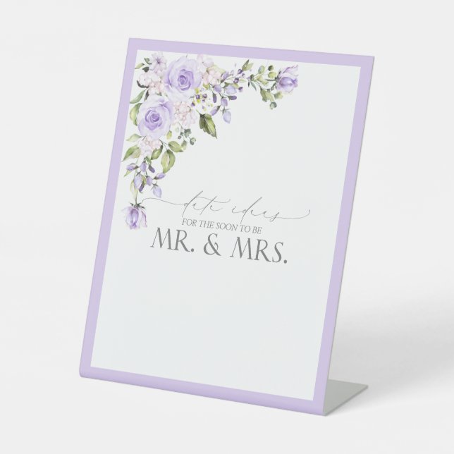 Elegant Lilac Lavender Floral Date Ideas Sockelschild (Vorderseite)