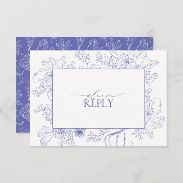 Elegant Lilac Lavender Floral Wedding QR Code RSVP Karte (Vorne/Hinten)